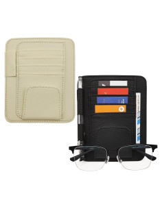 Organizador de Visera de Sol SENHAI 2 Pcs Beige y Negro