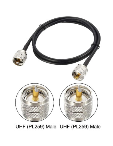 Cable Coaxial RG58 uxcell 2.44m UHF Masculino a Masculino