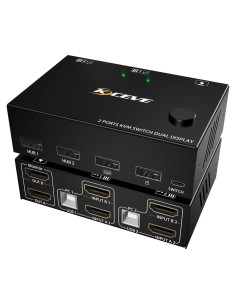 Interruptor KVM 2 Monitores 2 Computadoras KCEVE 4K HDMI