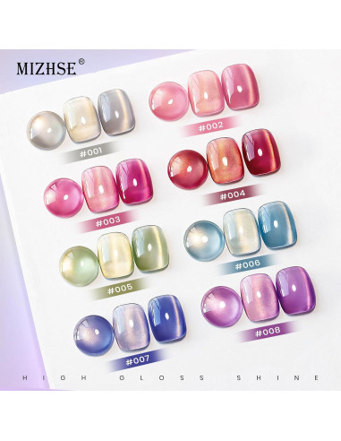 Set de Esmalte de Uñas Gel MIZHSE Efecto Ojo de Gato 8 Colores