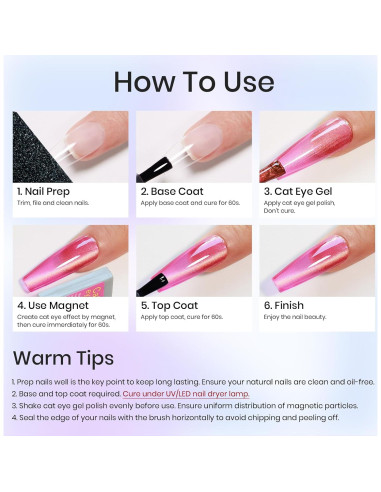 Set de Esmalte de Uñas Gel MIZHSE Efecto Ojo de Gato 8 Colores