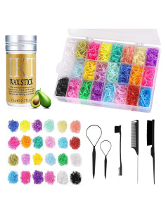 Juego de Gomas de Pelo Elásticas Watagubi - 1500 Pcs, 24 Colores