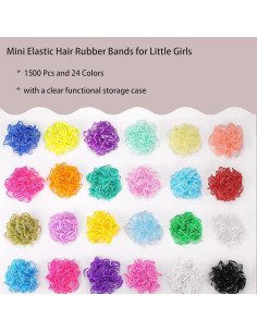 Juego de Gomas de Pelo Elásticas Watagubi - 1500 Pcs, 24 Colores 2