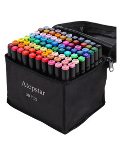 80 Marcadores de Alcohol ATOPSTAR Doble Punta Multicolor