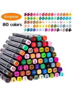 80 Marcadores de Alcohol ATOPSTAR Doble Punta Multicolor 2