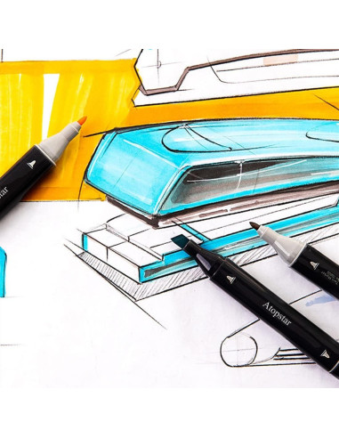 80 Marcadores de Alcohol ATOPSTAR Doble Punta Multicolor