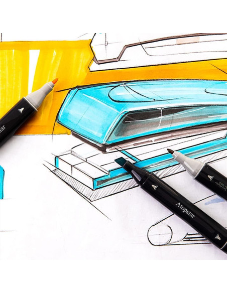 80 Marcadores de Alcohol ATOPSTAR Doble Punta Multicolor