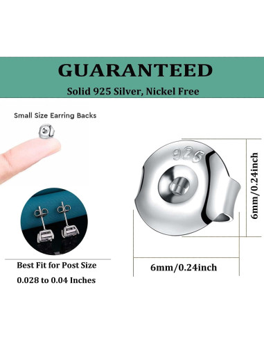 16 Piezas Respaldos de Pendientes Catinee Plata 925 Oro 14k