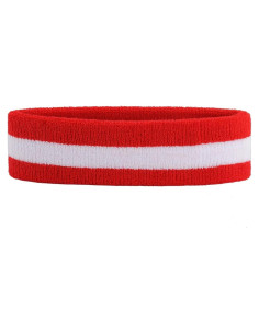 Diadema deportiva ONUPGO para sudor - 20 cm, algodón, rojo/blanco