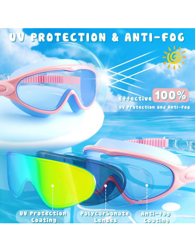 Gafas de natación COOLOO para niños 3 a 15 años Antivaho UV