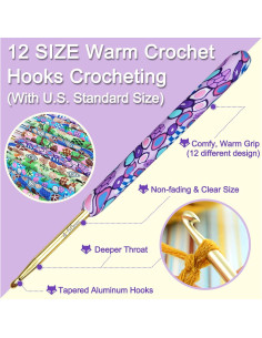 Juego de Ganchillos de Crochet Coopay 12 Piezas 2.25mm-8.0mm 2