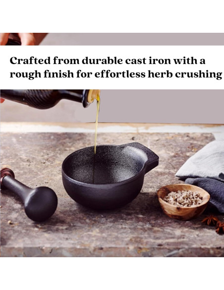 Mortero y Maja de Hierro Fundido Alva Nori 2 Tazas Negro