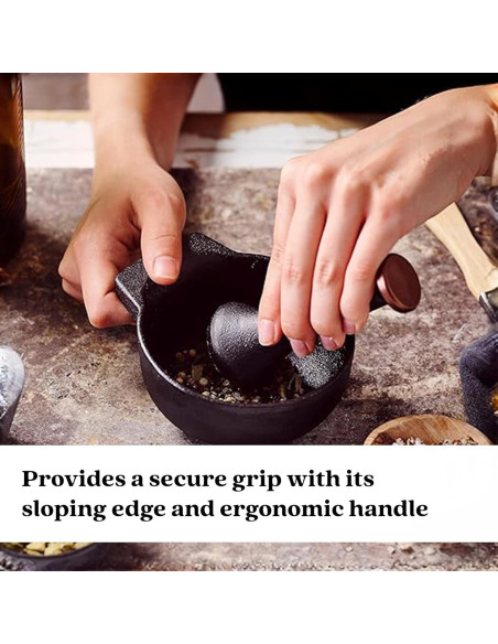 Mortero y Maja de Hierro Fundido Alva Nori 2 Tazas Negro