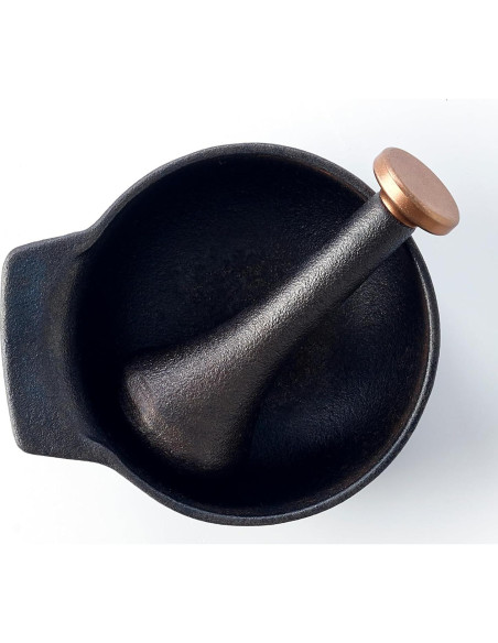 Mortero y Maja de Hierro Fundido Alva Nori 2 Tazas Negro