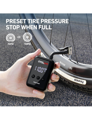 Bomba de Bicicleta Eléctrica CYCLAMI 150 PSI Mini Portátil