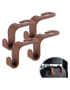 Ganchos para Reposacabezas de Coche GaRhomxy, Paquete de 4, Marrón
