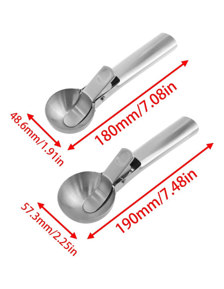 Juego de cucharas de helado Xhziy 2 piezas acero inoxidable
