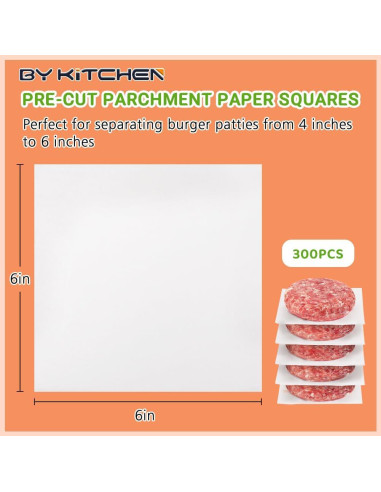 Papel Pergamino Antiadherente BYKITCHEN 300 Hojas 15.24 cm