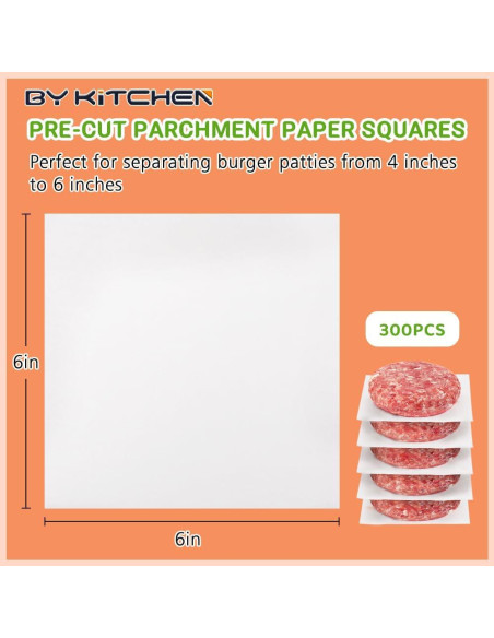 Papel Pergamino Antiadherente BYKITCHEN 300 Hojas 15.24 cm