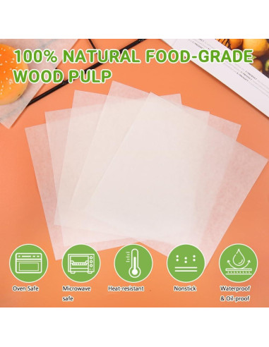 Papel Pergamino Antiadherente BYKITCHEN 300 Hojas 15.24 cm