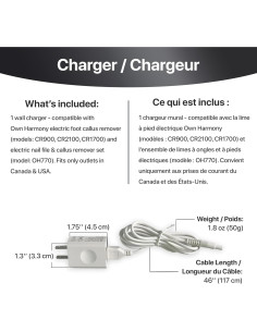 Cargador USB Own Harmony para Removedor de Callos CR900, CR2100, CR1700 2