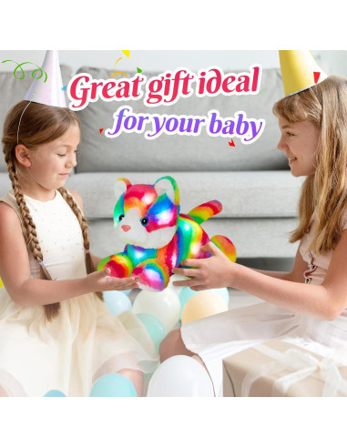 Juguete de Peluche Gato Arcoíris con Luz LED 33 cm Guardias Brillantes
