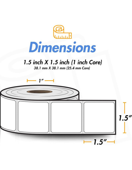 4 Rollos Etiquetas Térmicas 1.5"x1.5" OfficeSmartLabels