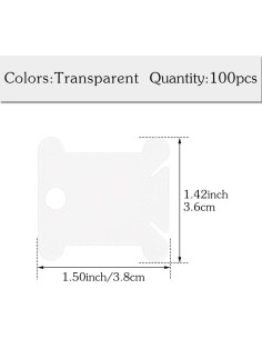 100 Bobinas de Hilo de Plástico Transparente LOKUNN 3.81x3.56cm 2