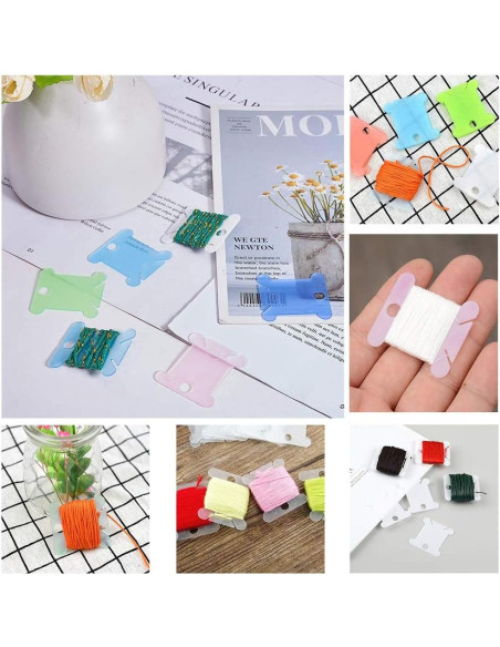 100 Bobinas de Hilo de Plástico Transparente LOKUNN 3.81x3.56cm