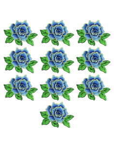 10 Piezas Parches Bordados Florales MSCFTFB 8x11cm Azul