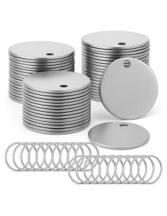 100 Etiquetas Metálicas Redondas Acero Inoxidable 30mm