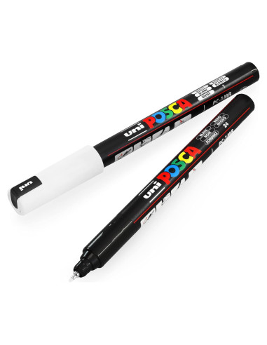 Marcadores de Pintura Posca Uni PC-1MR 0.7mm Negro y Blanco - 2 Unidades