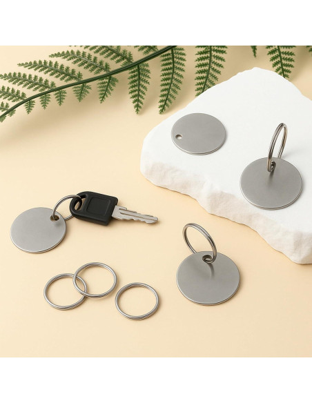 100 Etiquetas Metálicas Redondas Acero Inoxidable 30mm