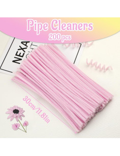 Limpiapipas Chenille Mnuizu 200 Piezas Rosa Claro Manualidades 2