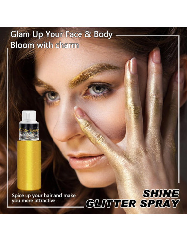 Spray de Brillo Corporal Meilury 10g - Holográfico Oro