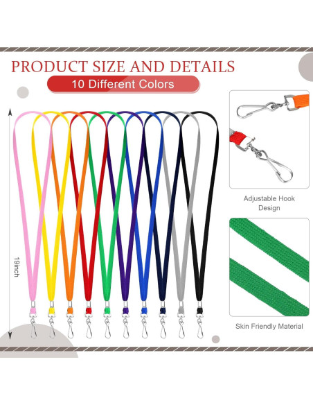 Paquete de 1000 Lanyards Wesnoy con Clip Giratorio Multicolor