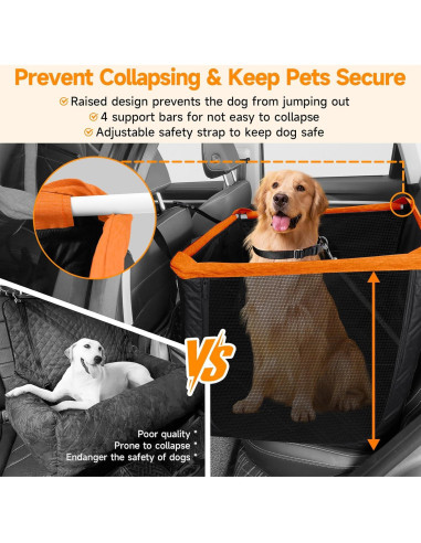 Asiento de Coche Elevador para Perros BUMUBI Negro/Naranja 55x55cm