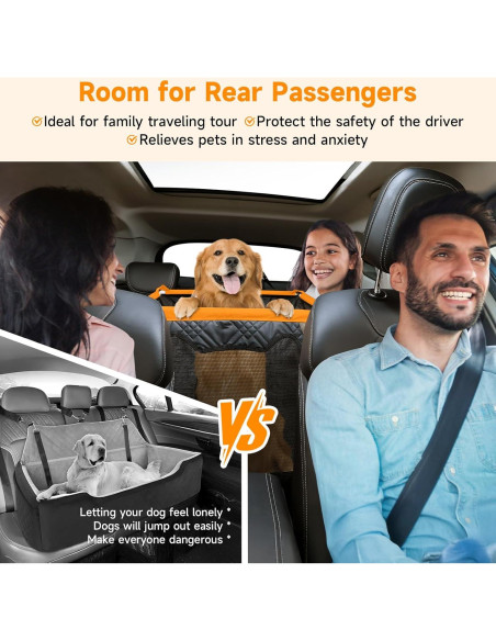 Asiento de Coche Elevador para Perros BUMUBI Negro/Naranja 55x55cm