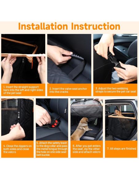 Asiento de Coche Elevador para Perros BUMUBI Negro/Naranja 55x55cm