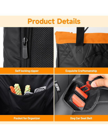 Asiento de Coche Elevador para Perros BUMUBI Negro/Naranja 55x55cm