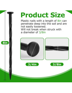 100 Clavos de Plástico 20cm para Paisajismo DharBnt 2