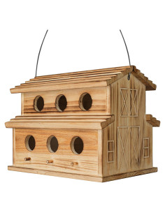 Casa para Aves de Madera NATUREYLWL - 6 Agujeros para Jardín
