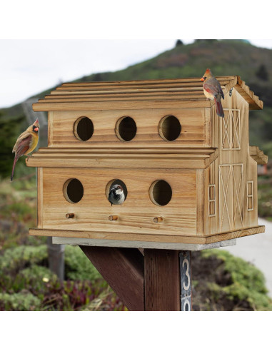 Casa para Aves de Madera NATUREYLWL - 6 Agujeros para Jardín