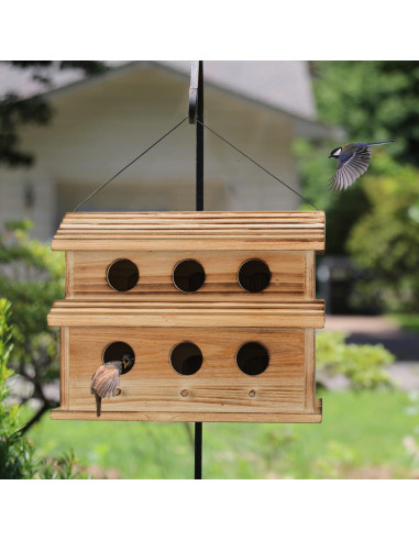 Casa para Aves de Madera NATUREYLWL - 6 Agujeros para Jardín