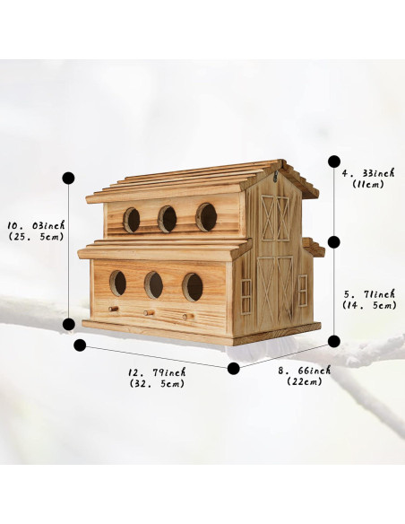 Casa para Aves de Madera NATUREYLWL - 6 Agujeros para Jardín Casa para Aves de Madera NATUREYLWL - 6 Agujeros para Jardín