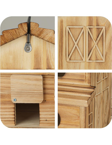 Casa para Aves de Madera NATUREYLWL - 6 Agujeros para Jardín