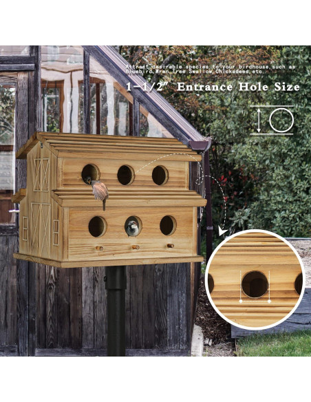 Casa para Aves de Madera NATUREYLWL - 6 Agujeros para Jardín Casa para Aves de Madera NATUREYLWL - 6 Agujeros para Jardín