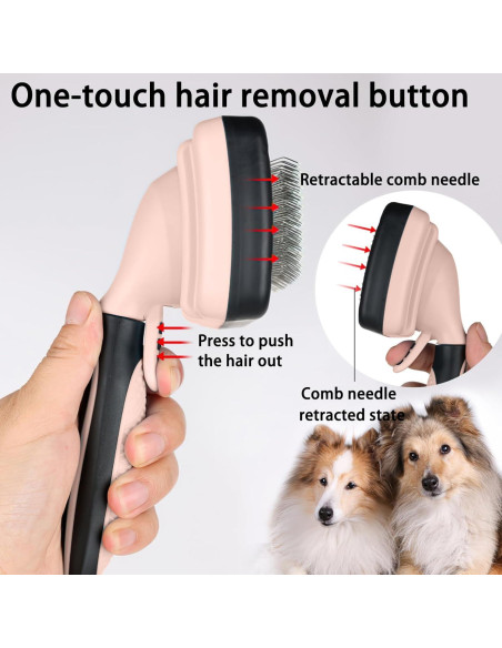 Cepillo Acicalador Autolimpiante ESYAMIPET para Perros y Gatos - Rosa