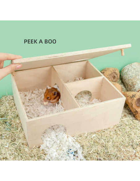Casa Laberinto de Madera Niteangel para Hámster 3 Cámaras