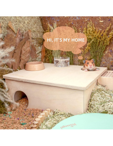 Casa Laberinto de Madera Niteangel para Hámster 3 Cámaras